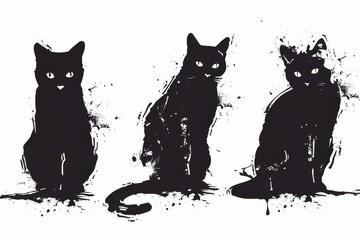 Cat graffiti spray icon, minimal kitten symbol, kitty sign isolated, pet pictogram, cat set on white