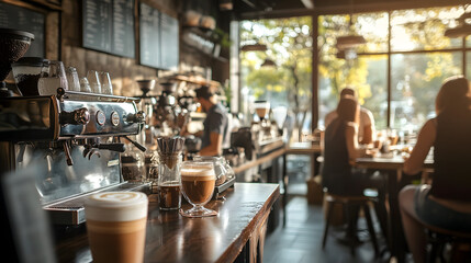Friends and Espresso: A Lively Coffee Shop Scene Filled with Conversation and the Aroma of Freshly Brewed Coffee