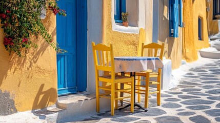 Lisbon, Portugal - January 10, 2017: Azulejo-paneled walls and an outdoor cafe close to a house