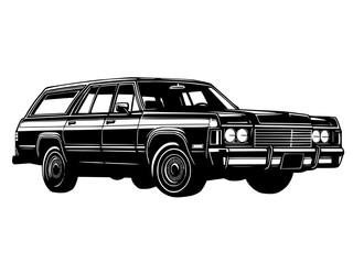 retro  classic car , station wagon car vector illustration © создать 8 углов