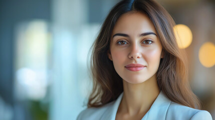 Obraz premium Confident young woman with a calm and elegant demeanor