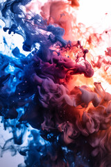 Obraz premium swirling clouds of vivid watercolors, blending red, blue, and purple in a fluid, dreamy composition