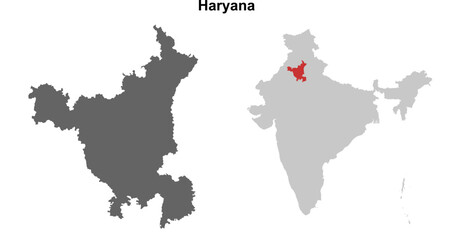 Fototapeta premium Haryana state outline map set
