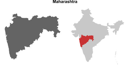 Naklejka premium Maharashtra state outline map set
