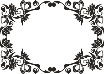 Vector floral ornamental frame. Vintage oriental panel, great for wedding decorations, greeting cards, invitations, banners, vinyl and laser ready.