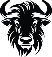 Obraz premium Black silhouette of gnu head