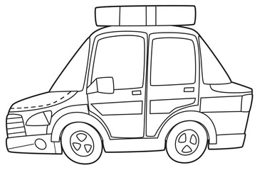 Coloring page police car vehicle coloring page isolated illustration for children © honeyflavour
