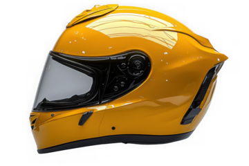 Yellow Full-Face Helmet isolated on transparent background, png file, no background png file