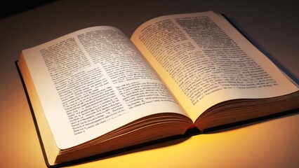 Obraz premium A mystical open book glowing in warm light, inviting exploration and knowledge discovery