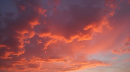 Obraz premium A breathtaking sunset sky filled with dramatic clouds illuminated in rich shades of crimson and fiery orange.