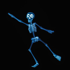 skeleton cartoon is dancing ballet