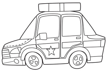 Coloring page police car vehicle coloring page isolated illustration for children © honeyflavour
