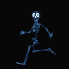 skeleton cartoon is running out like star