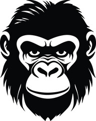 Fototapeta premium Black silhouette of great apes head