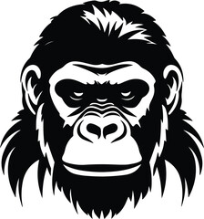 Fototapeta premium Black silhouette of great apes head