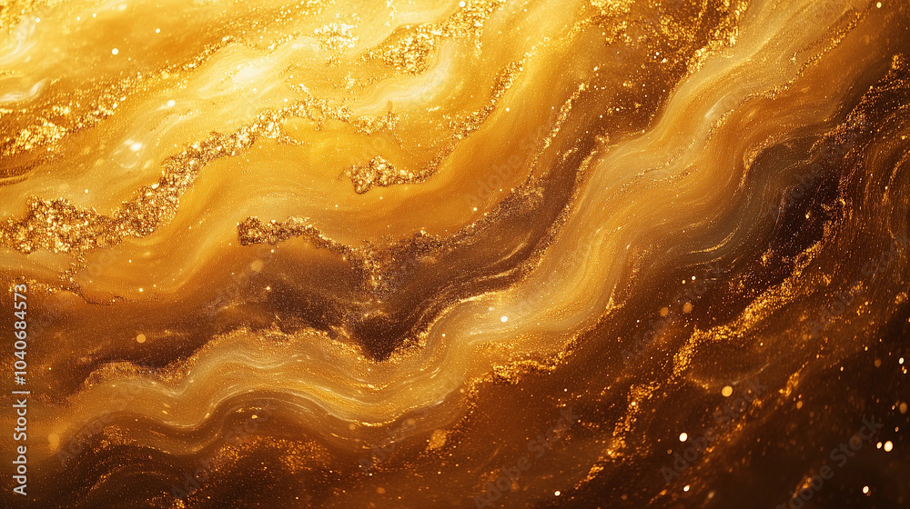 Canvas Prints A gold and brown swirl with a lot of sparkles