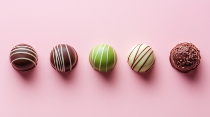 A Lineup of Round Sweets Against a Soft Pink Canvas