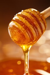 Honey Dipper with Golden Honey Dripping Down