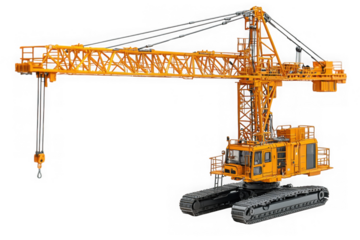 Yellow Tower Crane isolated on transparent background, png file, no background png file