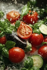 Fresh vegetables being washed