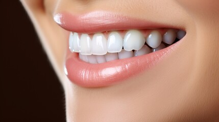 Obraz premium Close-up of a bright smile showcasing healthy teeth and lips during a dental check-up