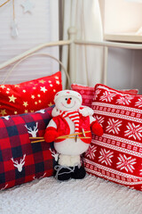 Closeup of christmas decorations in a living room