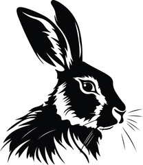 Black silhouette of hare head