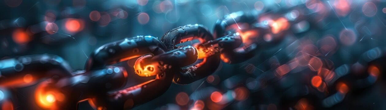 Blockchain coding, vibrant colors, digital graphics, closeup, futuristic