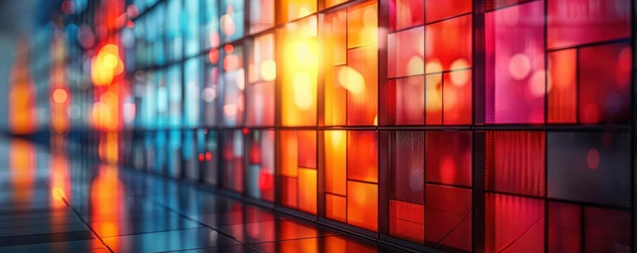 Business presentation slide, vibrant colors, digital display, closeup, informative