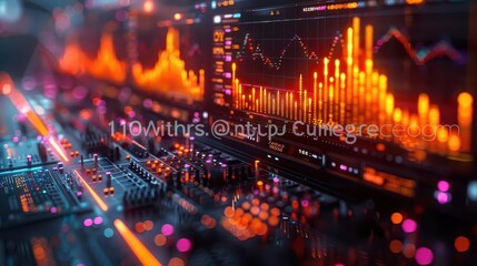 Obraz premium Company profit growth, vibrant colors, graphs and charts, digital display, informative