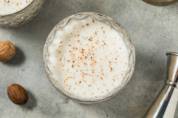 Cold Boozy Rum Milk Punch with Cream and Nutmeg