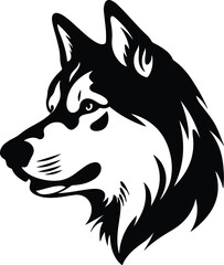 Black silhouette of husky head