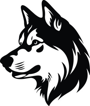 Black silhouette of husky head