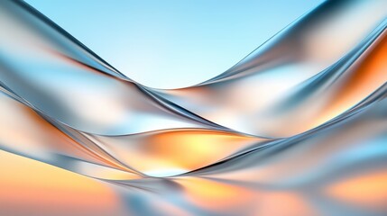 An abstract depiction of flowing silk fabric illuminated by warm light, showcasing mesmerizing curves and dynamic movement, symbolizing elegance and fluidity.