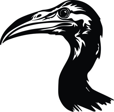 Black silhouette of Ichthyornis head