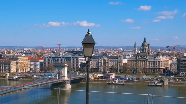 Morning on secheni bridge. A nice view of Budapest Secheni bridge during morning time over Danube river.