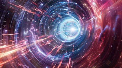 Obraz premium Large Particle Collider Action with Energy Beams