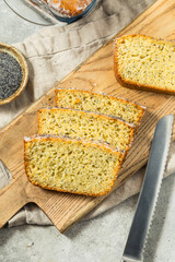 Homemade Baked Lemon Poppyseed Bread Loaf