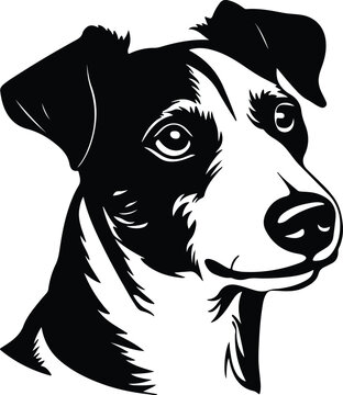 recommend clip art: Black silhouette of Jack Russell terrier head