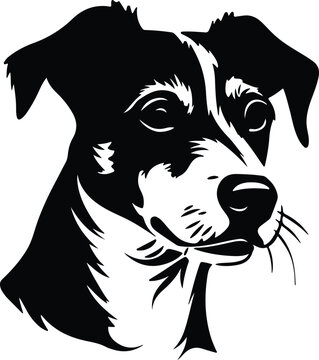 recommend clip art: Black silhouette of Jack Russell terrier head