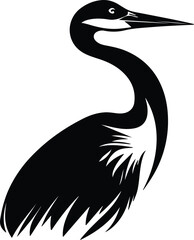 Fototapeta premium Black silhouette of Japanese crane head