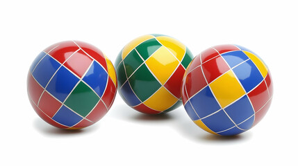 Three juggling balls isolated on a white background.