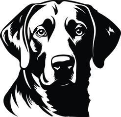 Black silhouette of Labrador retriever head