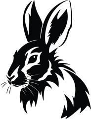 Black silhouette of lagomorph head
