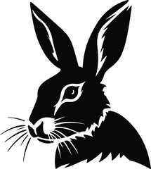 Black silhouette of lagomorph head