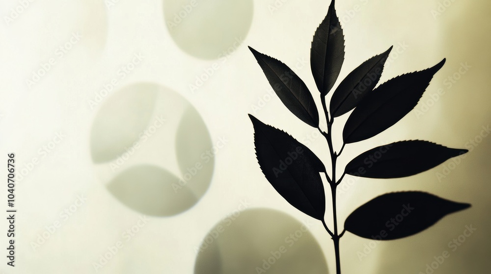 Poster a delicate silhouette of a tea leaf stands out against a softly lit background, capturing the essenc