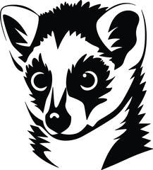 Obraz premium Black silhouette of lemur head