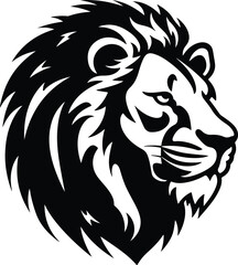 Obraz premium Black silhouette of lion head
