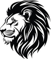 Obraz premium Black silhouette of lion head