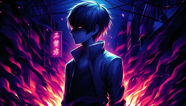 Evil anime guy, exudes an evil aura, anime wallpaper